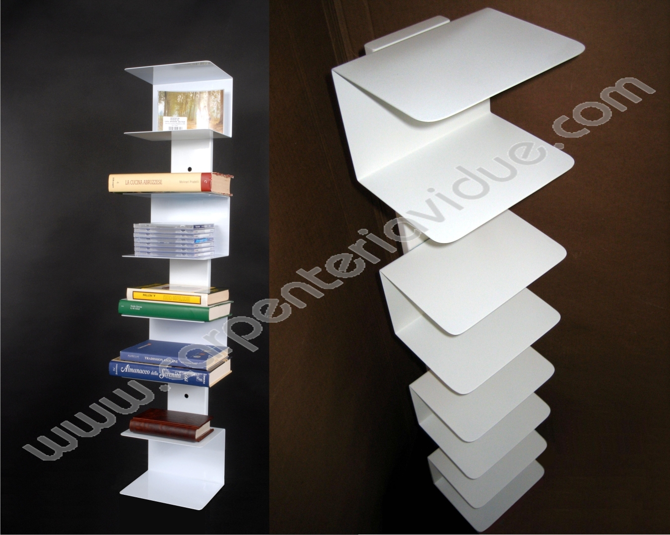 Libreria a colonna da muro in acciaio h 100cm con 8 ripiani ...